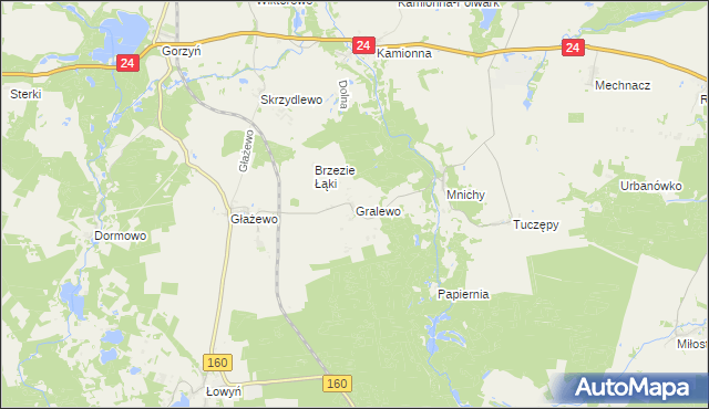 mapa Gralewo gmina Międzychód, Gralewo gmina Międzychód na mapie Targeo