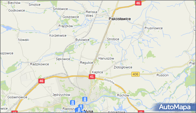 mapa Hanuszów, Hanuszów na mapie Targeo