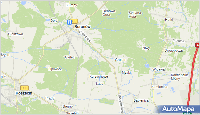 mapa Hucisko gmina Boronów, Hucisko gmina Boronów na mapie Targeo