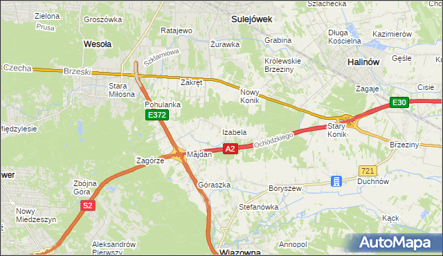 mapa Izabela gmina Wiązowna, Izabela gmina Wiązowna na mapie Targeo