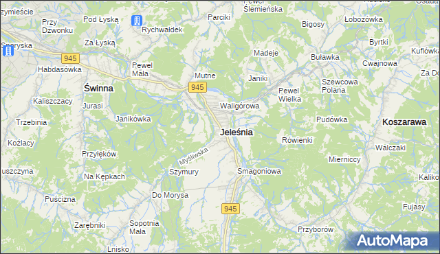 mapa Jeleśnia, Jeleśnia na mapie Targeo