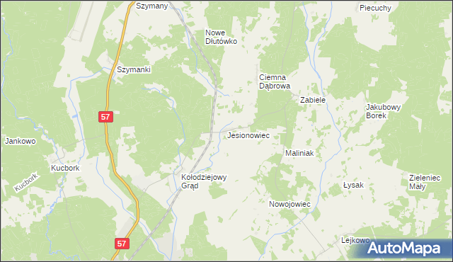 mapa Jesionowiec, Jesionowiec na mapie Targeo