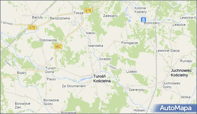 mapa Juraszki, Juraszki na mapie Targeo