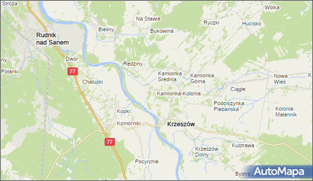 mapa Kamionka-Kolonia, Kamionka-Kolonia na mapie Targeo