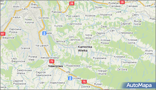 mapa Kamionka Wielka, Kamionka Wielka na mapie Targeo