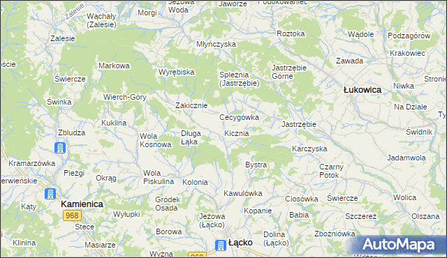 mapa Kicznia, Kicznia na mapie Targeo