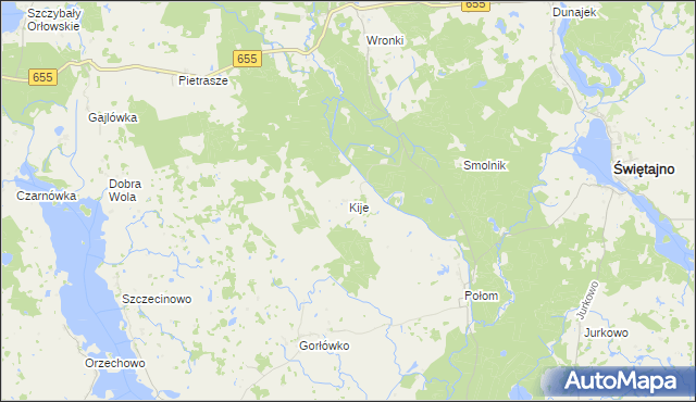 mapa Kije gmina Świętajno, Kije gmina Świętajno na mapie Targeo