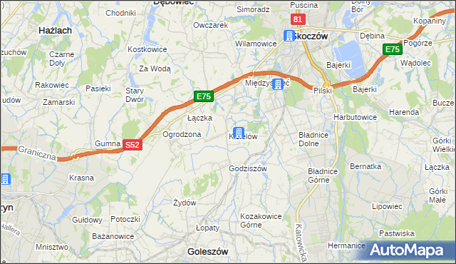 mapa Kisielów gmina Goleszów, Kisielów gmina Goleszów na mapie Targeo