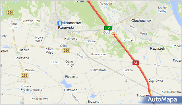 mapa Konradowo gmina Aleksandrów Kujawski, Konradowo gmina Aleksandrów Kujawski na mapie Targeo