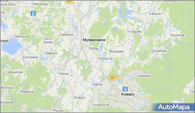 mapa Kostrzyca, Kostrzyca na mapie Targeo