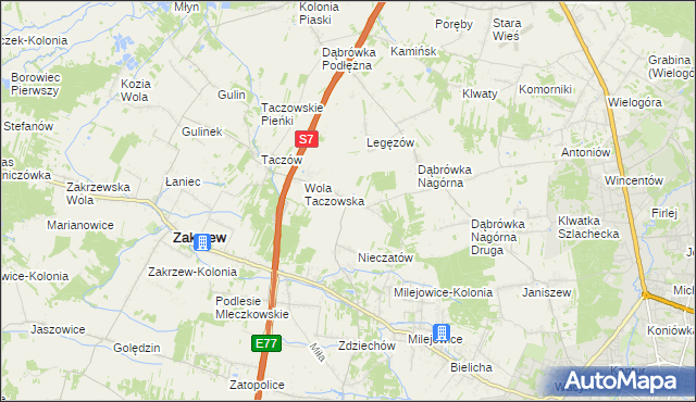 mapa Kozinki, Kozinki na mapie Targeo