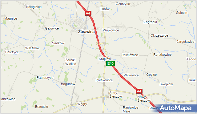 mapa Krajków gmina Żórawina, Krajków gmina Żórawina na mapie Targeo