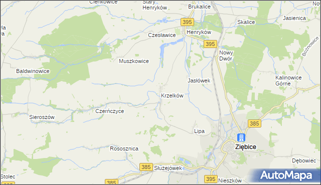 mapa Krzelków, Krzelków na mapie Targeo