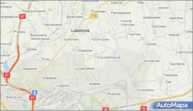 mapa Krzysztoforzyce, Krzysztoforzyce na mapie Targeo