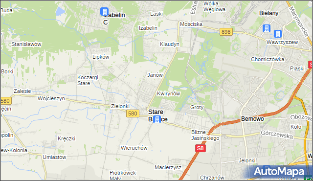 mapa Kwirynów gmina Stare Babice, Kwirynów gmina Stare Babice na mapie Targeo