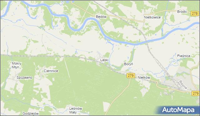 mapa Laski gmina Czerwieńsk, Laski gmina Czerwieńsk na mapie Targeo