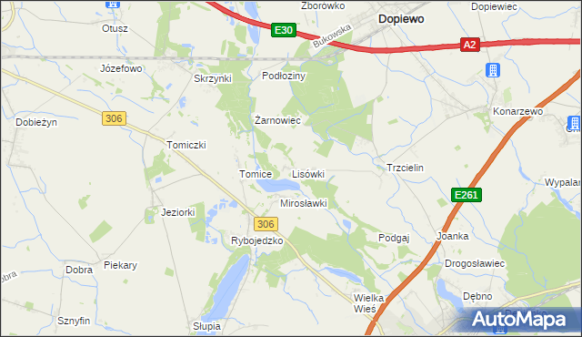 mapa Lisówki, Lisówki na mapie Targeo