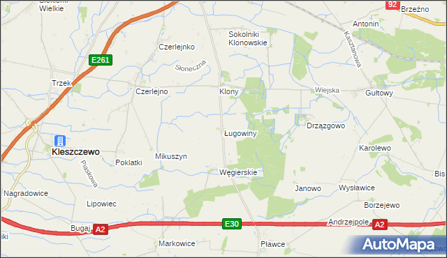 mapa Ługowiny, Ługowiny na mapie Targeo