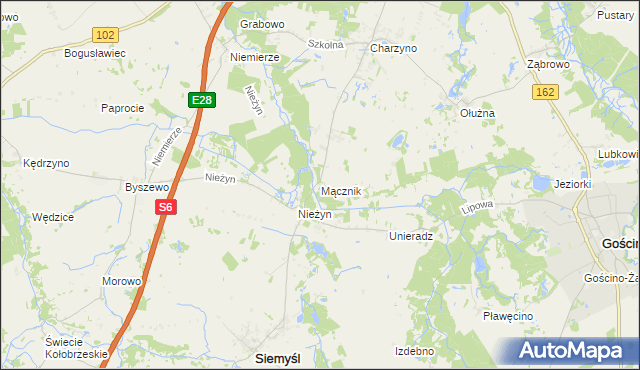 mapa Mącznik gmina Siemyśl, Mącznik gmina Siemyśl na mapie Targeo