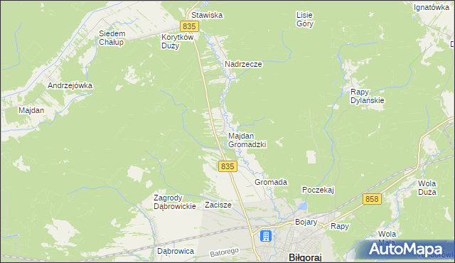 mapa Majdan Gromadzki, Majdan Gromadzki na mapie Targeo