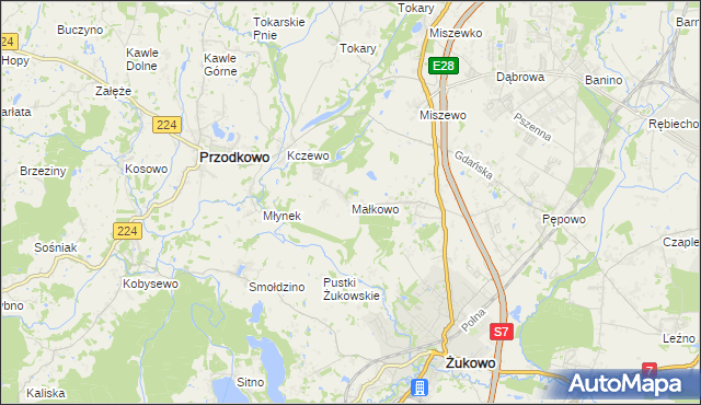 mapa Małkowo, Małkowo na mapie Targeo