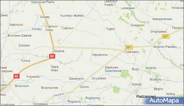 mapa Męczenino, Męczenino na mapie Targeo