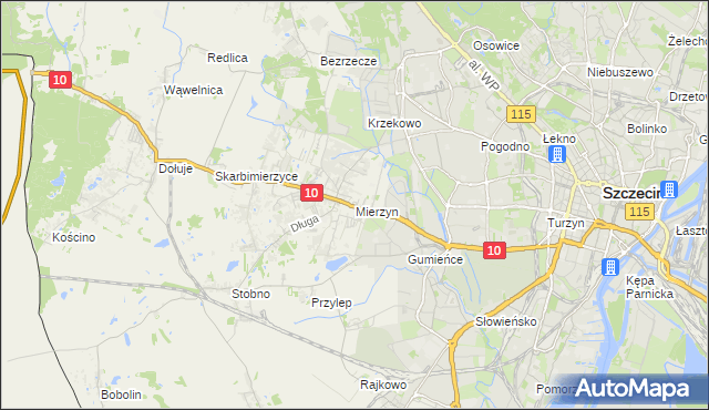 mapa Mierzyn gmina Dobra (Szczecińska), Mierzyn gmina Dobra (Szczecińska) na mapie Targeo