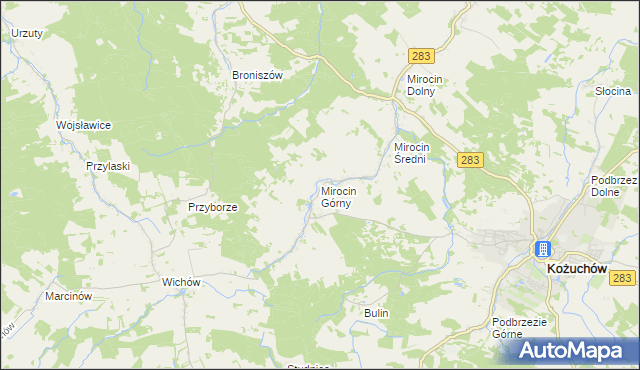 mapa Mirocin Górny, Mirocin Górny na mapie Targeo