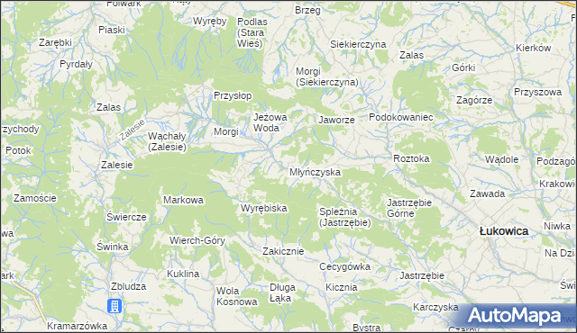 mapa Młyńczyska, Młyńczyska na mapie Targeo