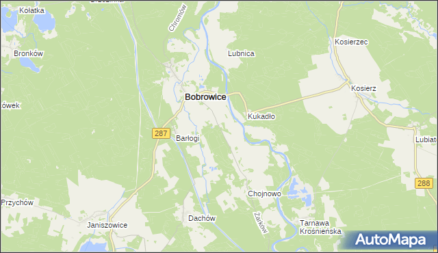 mapa Młyniec gmina Bobrowice, Młyniec gmina Bobrowice na mapie Targeo