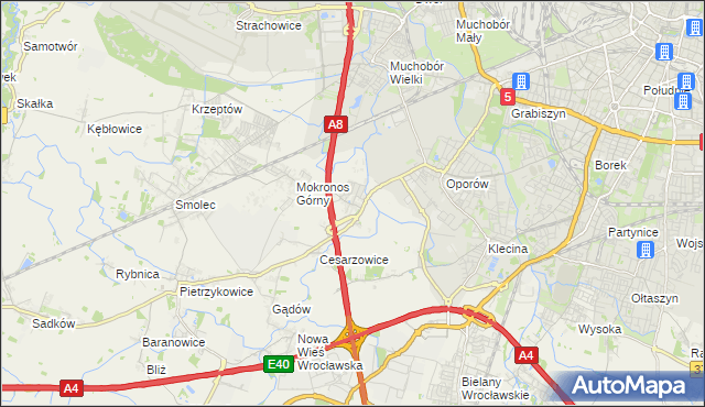 mapa Mokronos Dolny, Mokronos Dolny na mapie Targeo