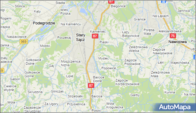 mapa Myślec, Myślec na mapie Targeo