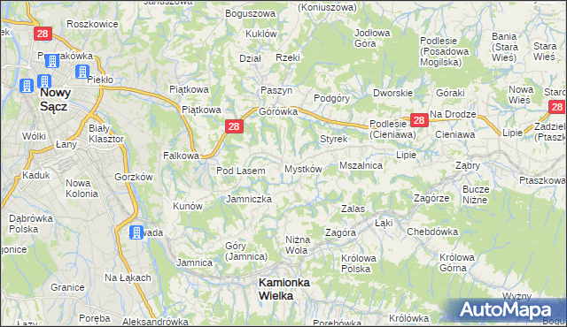 mapa Mystków, Mystków na mapie Targeo