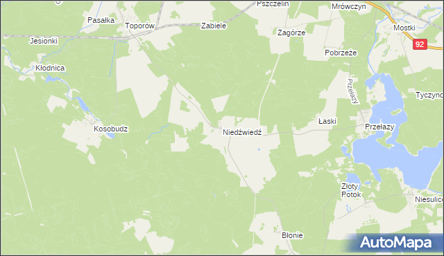 mapa Niedźwiedź gmina Łagów, Niedźwiedź gmina Łagów na mapie Targeo