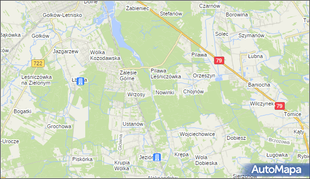 mapa Nowinki gmina Piaseczno, Nowinki gmina Piaseczno na mapie Targeo