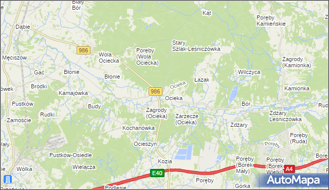 mapa Ocieka, Ocieka na mapie Targeo