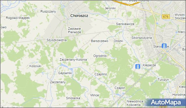 mapa Ogrodniki gmina Choroszcz, Ogrodniki gmina Choroszcz na mapie Targeo