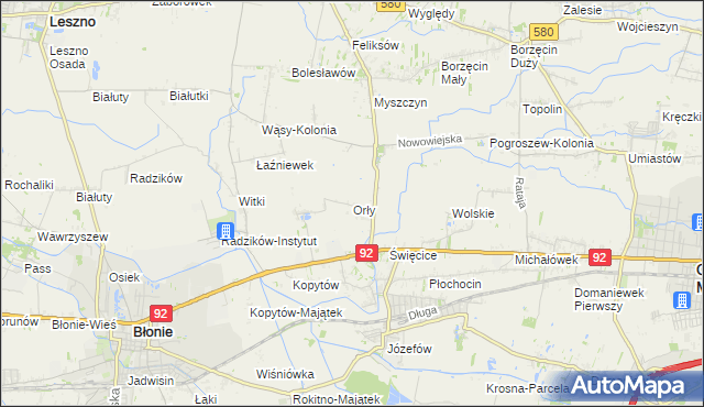 mapa Orły gmina Ożarów Mazowiecki, Orły gmina Ożarów Mazowiecki na mapie Targeo