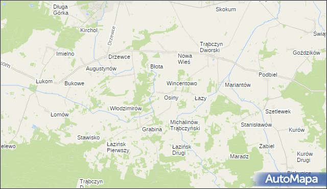 mapa Osiny gmina Zagórów, Osiny gmina Zagórów na mapie Targeo