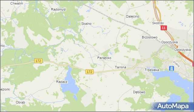 mapa Parsęcko, Parsęcko na mapie Targeo