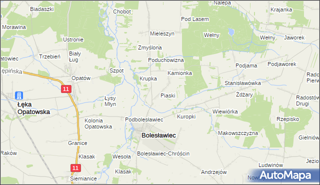 mapa Piaski gmina Bolesławiec, Piaski gmina Bolesławiec na mapie Targeo