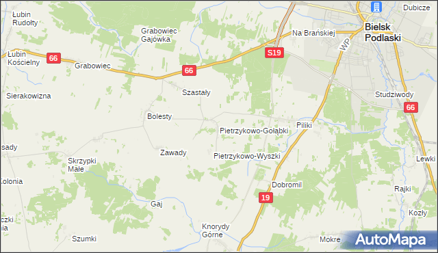 mapa Pietrzykowo-Gołąbki, Pietrzykowo-Gołąbki na mapie Targeo