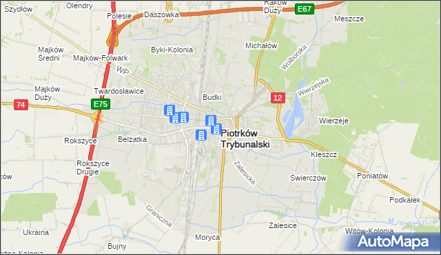 mapa Piotrków Trybunalski, Piotrków Trybunalski na mapie Targeo