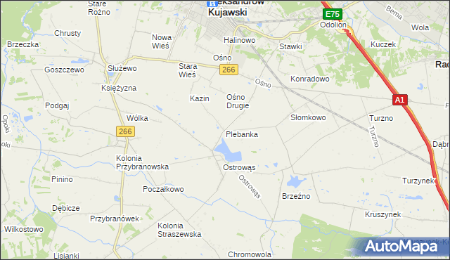mapa Plebanka gmina Aleksandrów Kujawski, Plebanka gmina Aleksandrów Kujawski na mapie Targeo