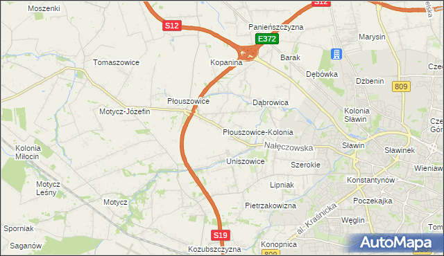 mapa Płouszowice-Kolonia, Płouszowice-Kolonia na mapie Targeo