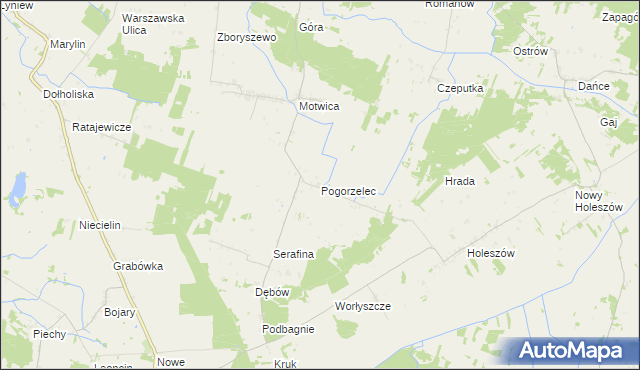 mapa Pogorzelec gmina Sosnówka, Pogorzelec gmina Sosnówka na mapie Targeo