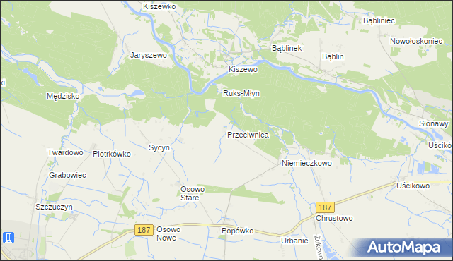 mapa Przeciwnica, Przeciwnica na mapie Targeo