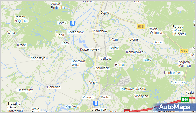 mapa Pustków gmina Dębica, Pustków gmina Dębica na mapie Targeo