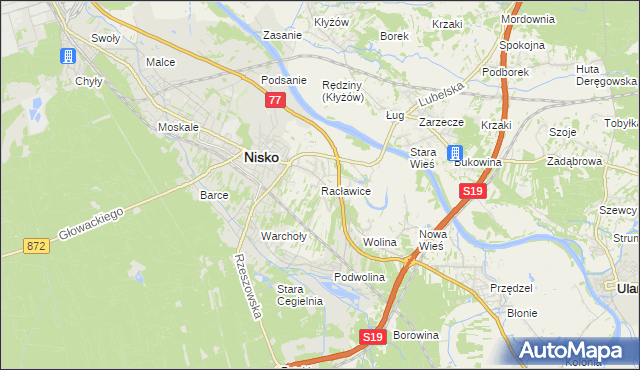 mapa Racławice gmina Nisko, Racławice gmina Nisko na mapie Targeo