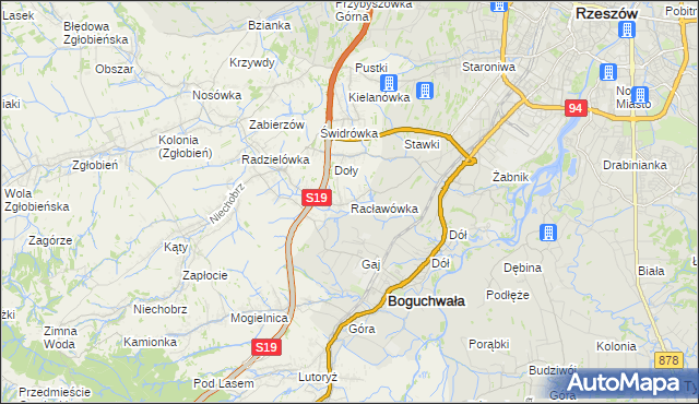 mapa Racławówka, Racławówka na mapie Targeo